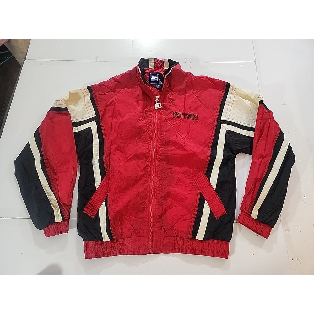 Vintage Detroit Red Wings Starter Jacket Mens XL Full Zip Windbreaker 90s Red‎